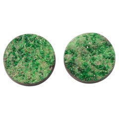 Uvarovite green garnet cabochon pair