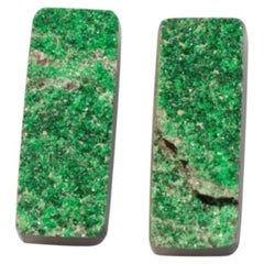 Uvarovite green garnet cabochon pair