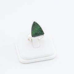 Uvarovite green garnet silver ring