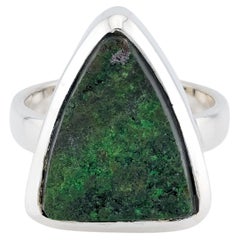Uvarovite green garnet silver ring