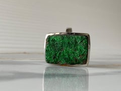 Uvarovite green garnet silver ring, sparkle green garnet