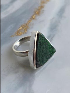Uvarovite silver ring 8 size, Green garnet silver ring