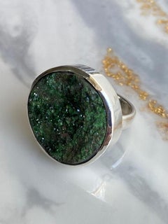 Uvarovite silver ring, Green garnet silver ring