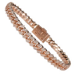 Uverly Miami Cuban Link Diamond Bracelet in 14K Rose Gold 4.20 CTW