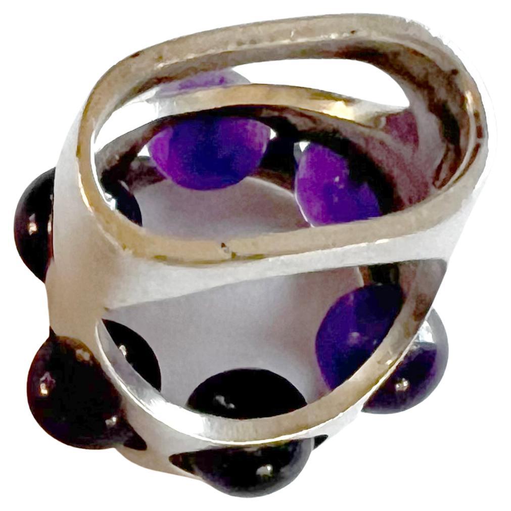 Uwe Moltke Sterling Silver Amethyst Danish Modern Ring 1970 1