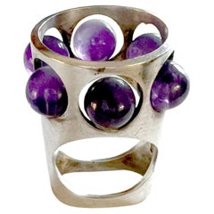 Uwe Moltke Sterling Silver Amethyst Danish Modern Ring 1970