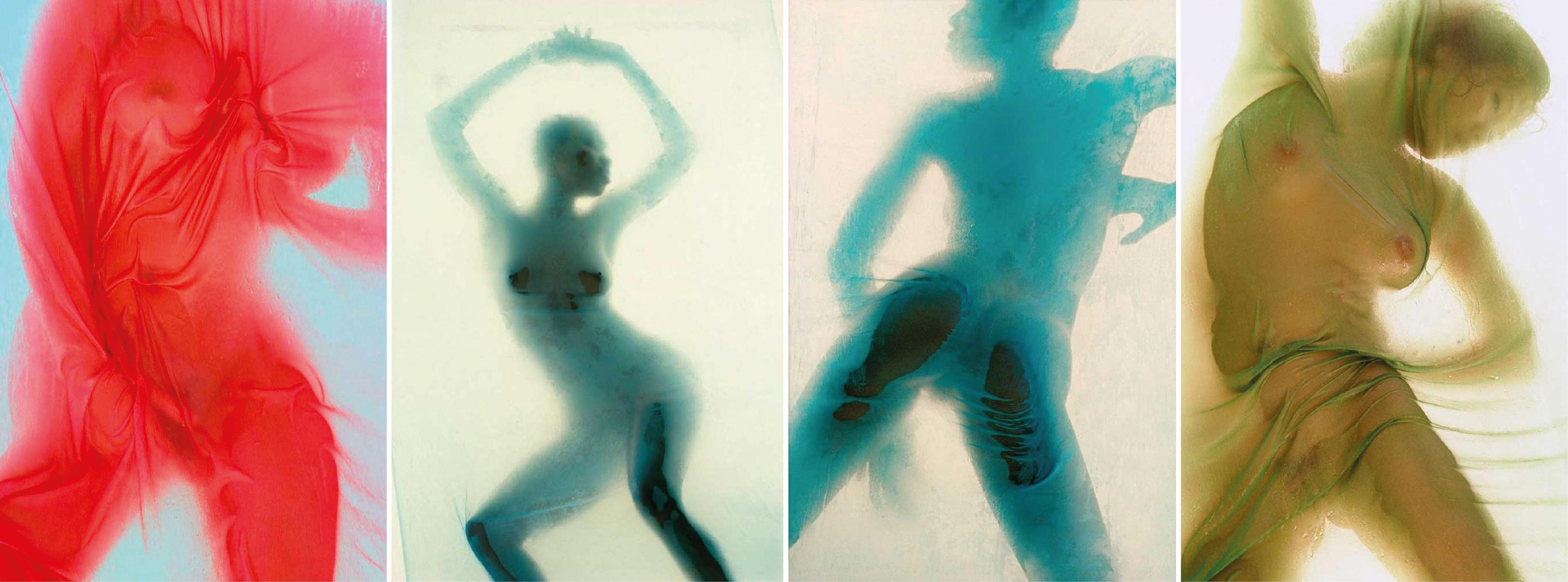 Uwe Ommer Nude Photograph - Polyptych II, from the series Les Voiles. LImited Edition Color Photograph