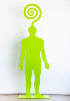 Large Bright Green Limited Edition Mild Steel Sculpture "I am the Question"