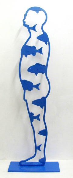 Large Limited Edition Powder Coated Mild Steel Sculpture "Me and the Blue Sea"