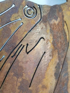 Large Limited Edition Rusted Steel Wall Mounted Sculpture "Female Flasher"