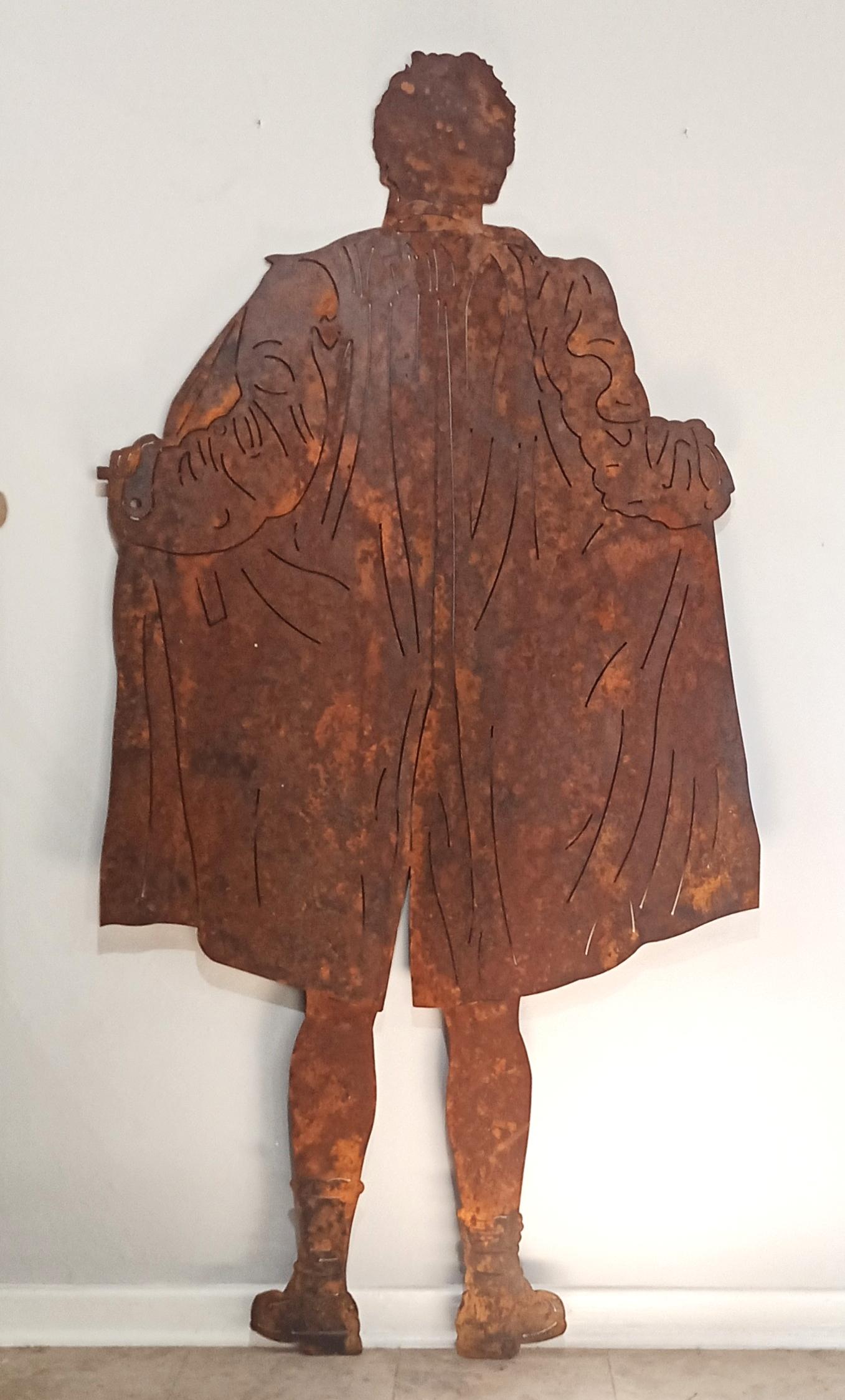 Uwe Pfaff Figurative Sculpture - Large Limited Edition Rusted Steel Wall Mounted Sculpture "Flasher"