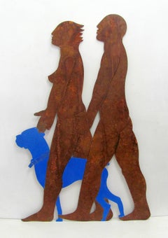 Large Rusted Steel Wall Mounted Sculpture " A Blue Day for Anabelle"