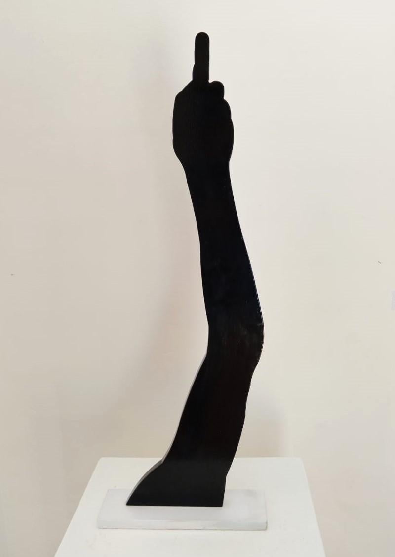 Uwe Pfaff Abstract Sculpture - Limited Edition Mild Steel Sculpture "Rude Arm: Black"
