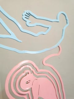 Kleine einzigartige bemalte Stahlskulptur "An He ain't Heavy"