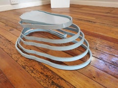 Unique Kinetic Mild Steel Sculpture "Blue Footprint"