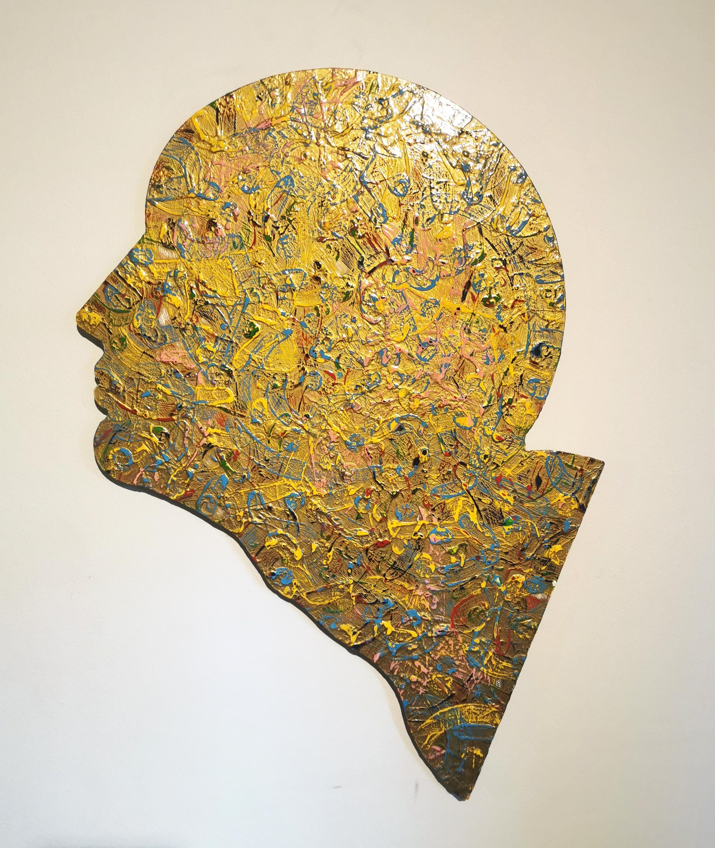 A unique,  wall mounted steel sculpture made of painted aluminium.  