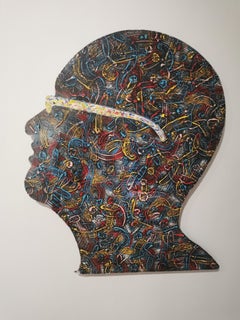 Unique Wall Mounted Painted Steel Sculpture "Mind Spaces"