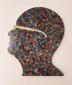 Unique Wall Mounted Painted Steel Sculpture "Mind Spaces"