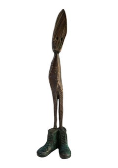 Uwe Schloen, Eggface, bronze sculpture, patinated, 33, 5 x 8, 5 x 7 cm, 2020  