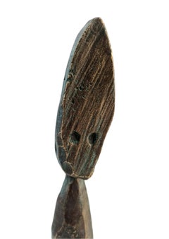 Uwe Schloen, Eggface, bronze sculpture, patinated, 33, 5 x 8, 5 x 7 cm, 2020