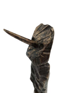 Uwe Schloen, Pinocchio, bronze sculpture, patinated, 29, 5 x 9 x 7, 5 cm, 2020
