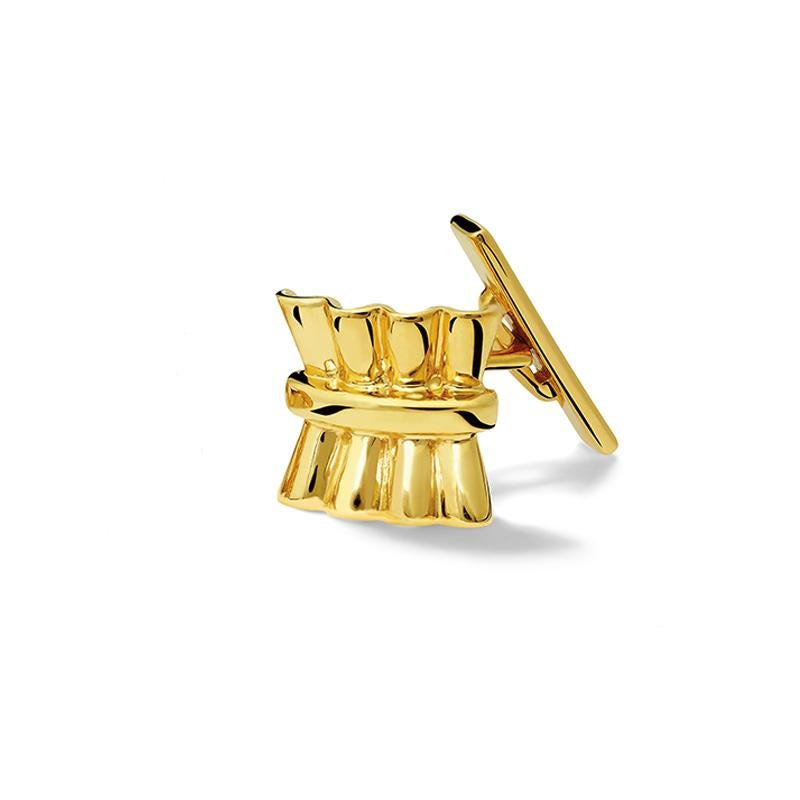 Uxmal Single Ended 9 Karat Yellow Gold Cufflinks In New Condition For Sale In London, GB