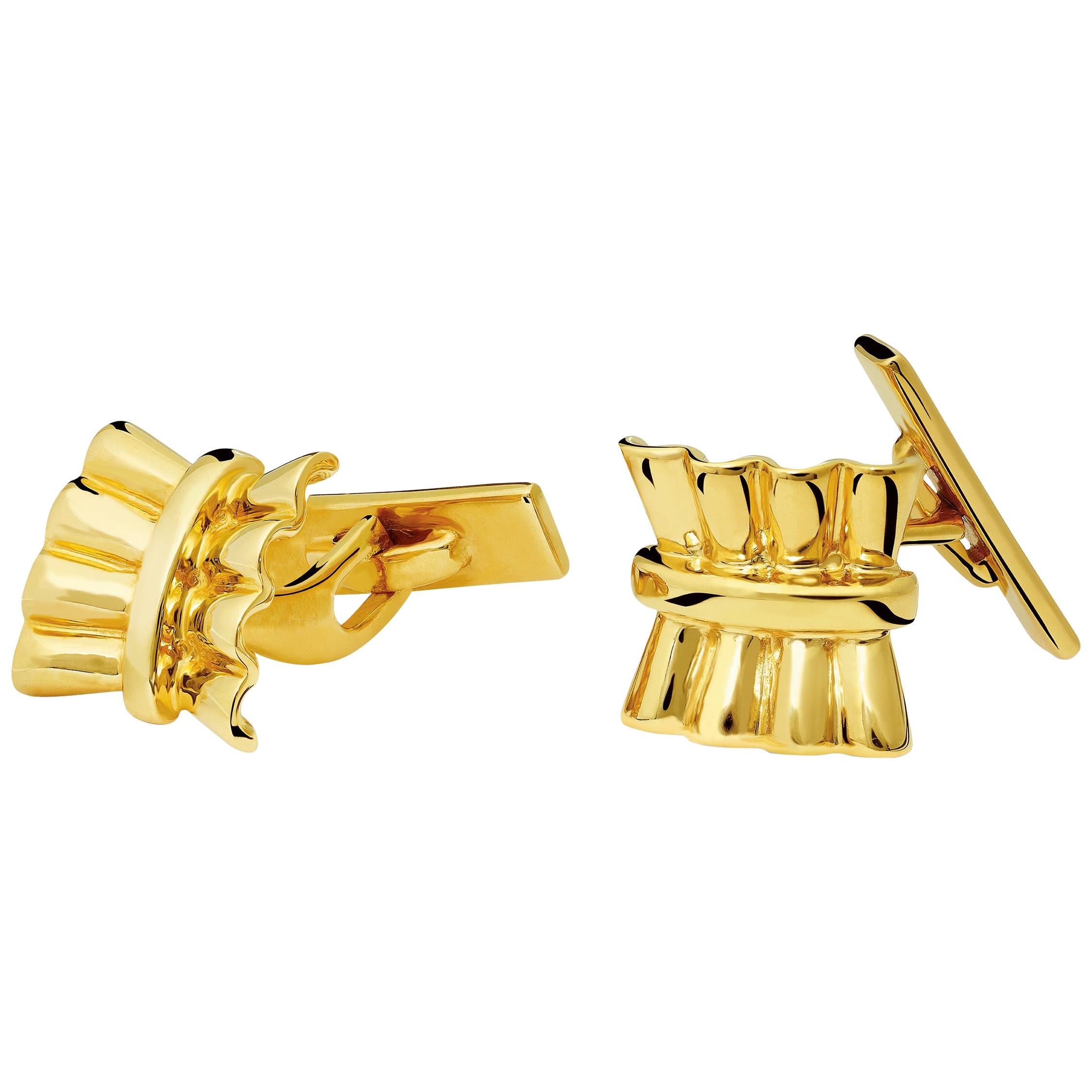 Uxmal Single Ended 9 Karat Yellow Gold Cufflinks For Sale