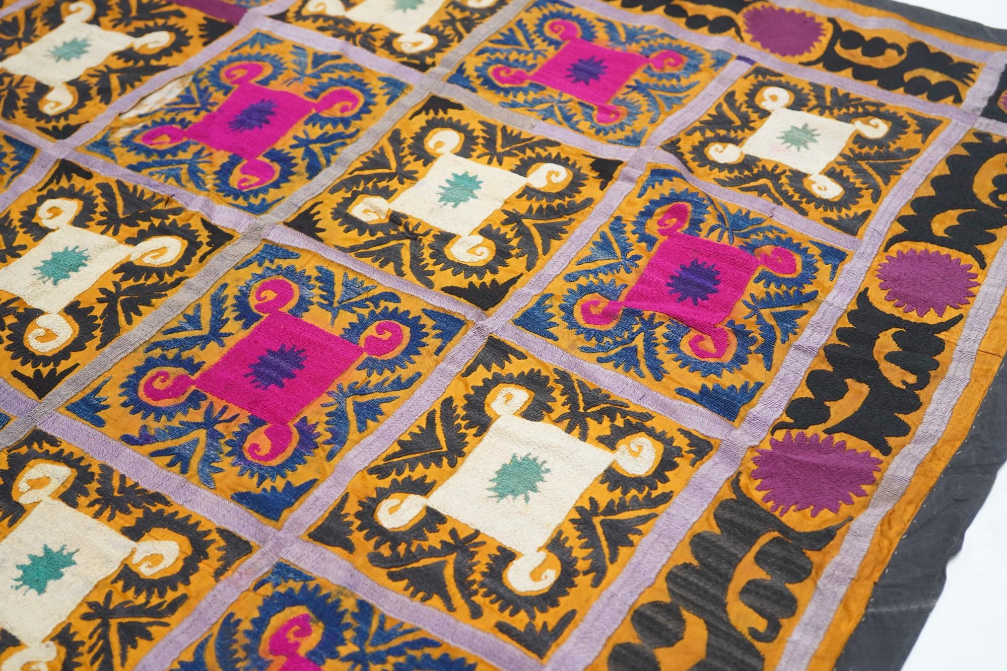 Silk Uzbak Suzani Rug 3'10'' x 4'0