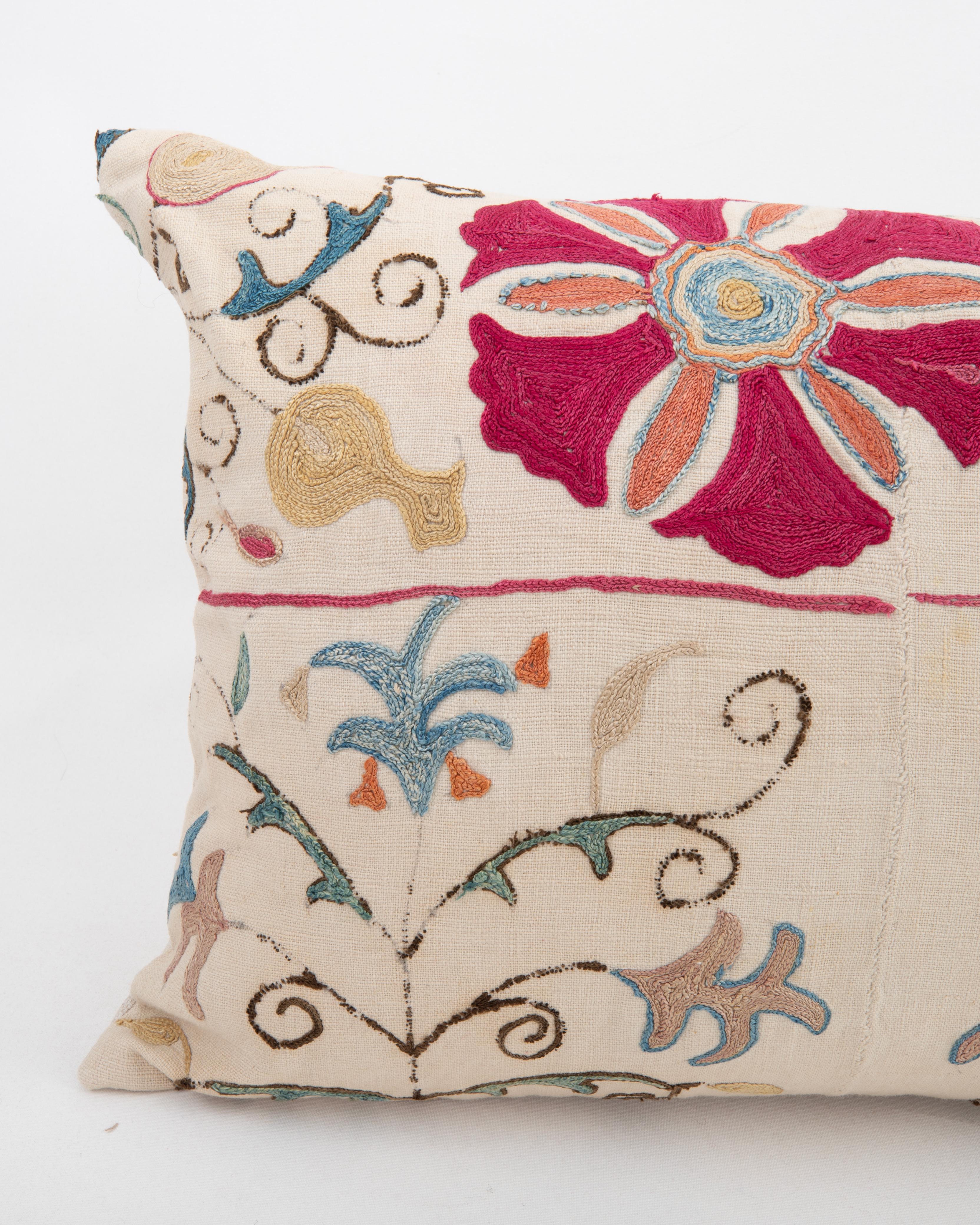 Embroidered Uzbek Antique  Suzani Pillowcase, Late 19th C. Uzbekistan