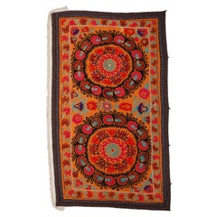 Uzbek / Asian Suzani Textile, Embroidered Cotton & Silk Bed Cover, Wall Hanging