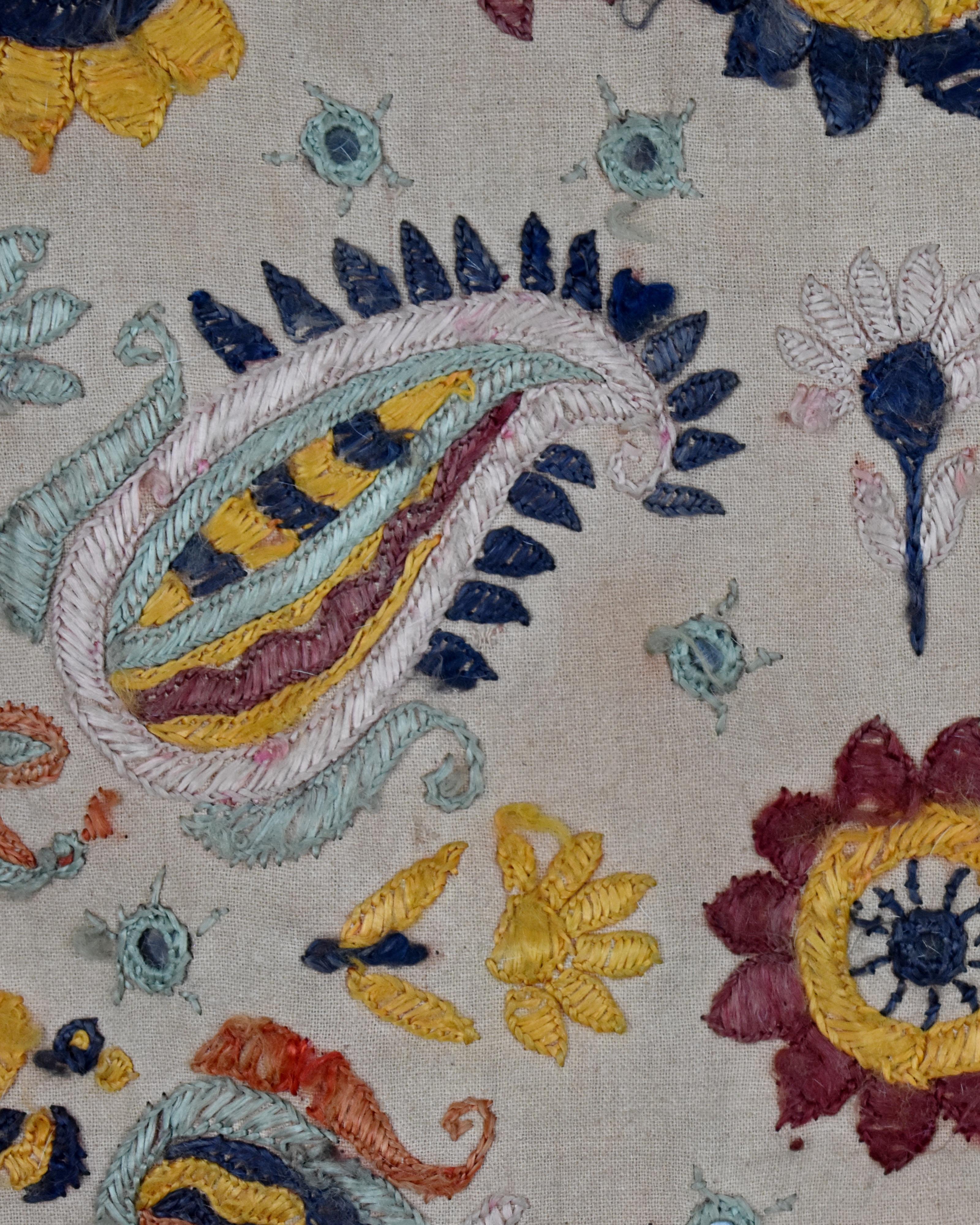 Folk Art Uzbek Embroidered Cushion Cover For Sale