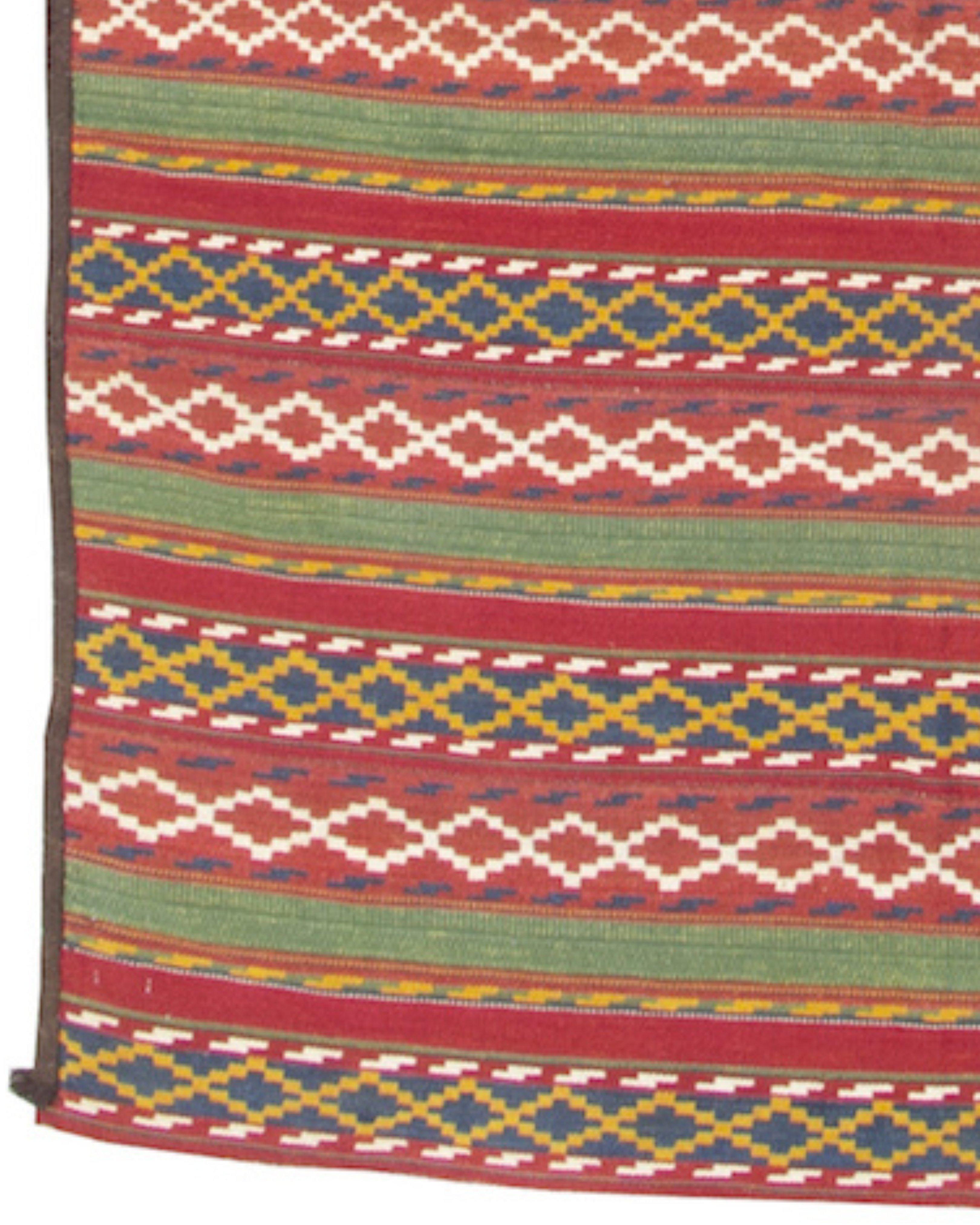 Usbekischer Flachgewebeteppich, um 1900 (19. Jahrhundert) im Angebot