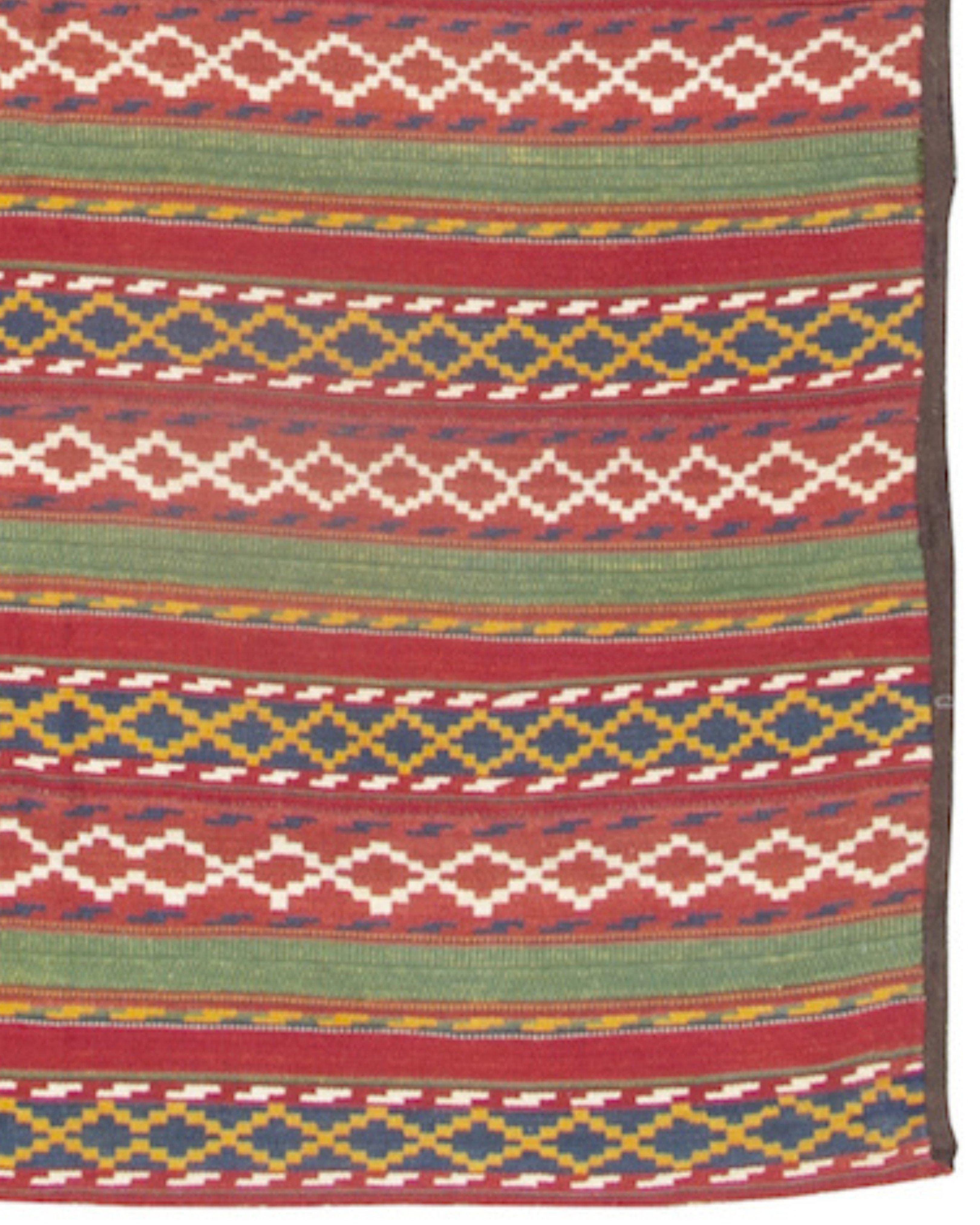Wool Uzbek Flatweave Rug, c. 1900 For Sale