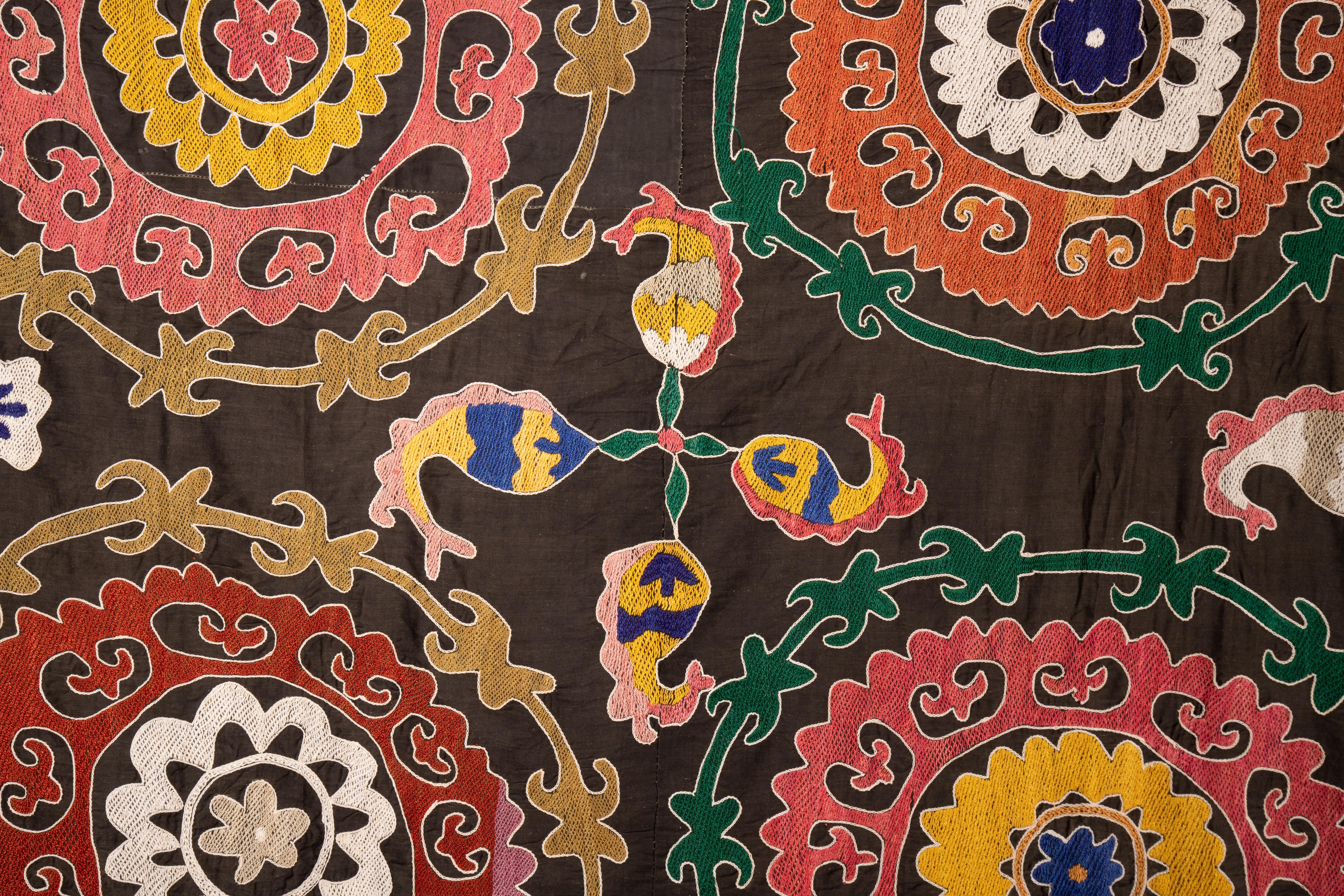 Cotton Uzbek Folk Art Suzani, 1970s For Sale