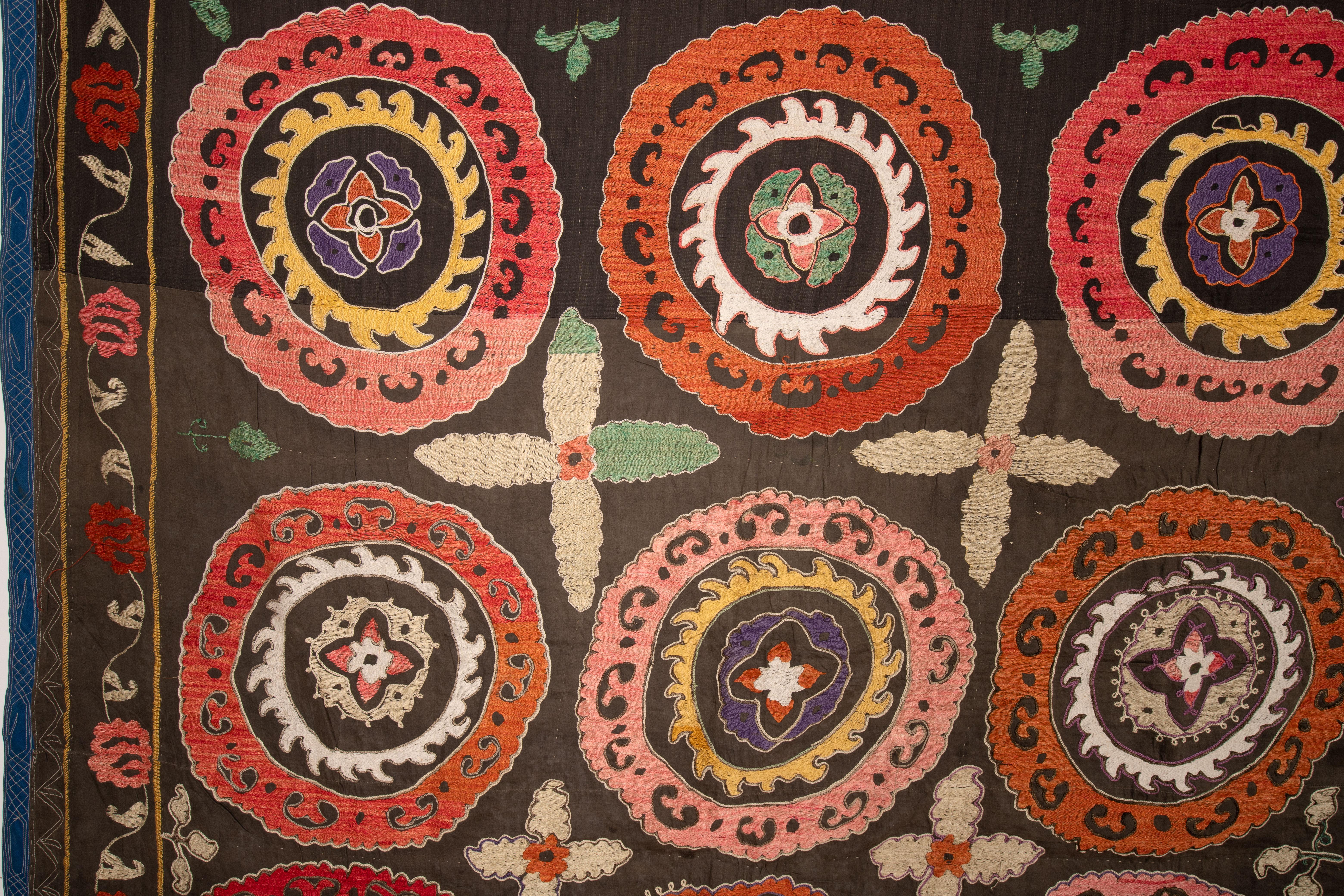 Cotton Uzbek Folk Art Suzani, 1970s For Sale