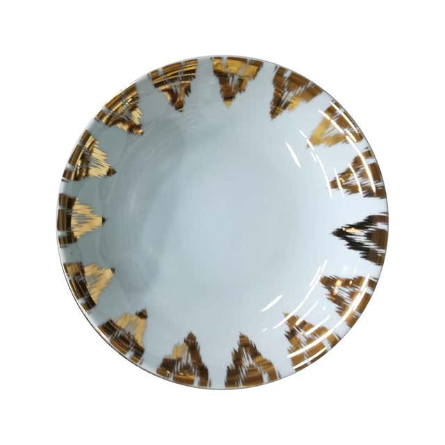Uzbek Gold Porcelaın Dinner Plate For Sale at 1stDibs | flower plate ...