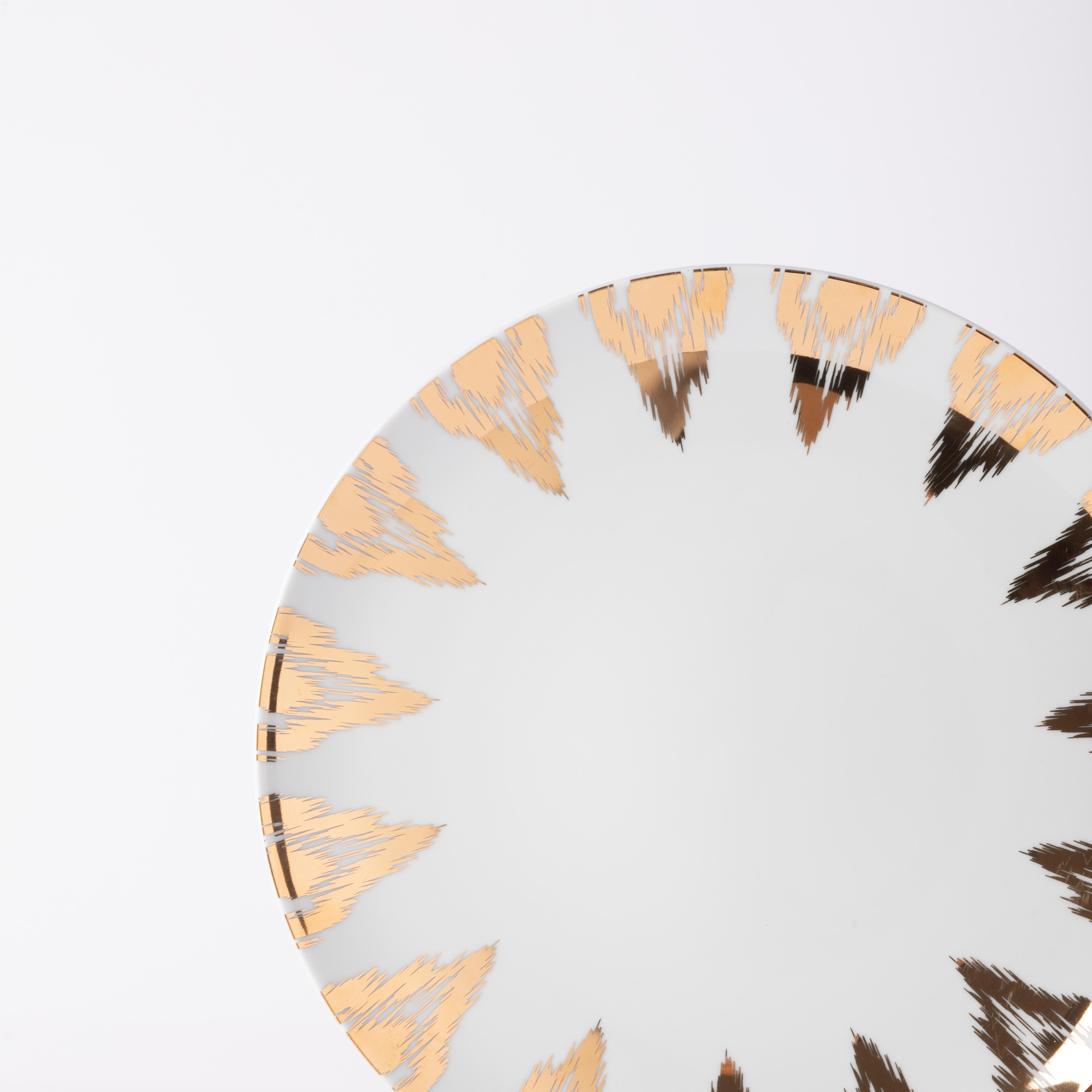 flower plate 28cm gold
