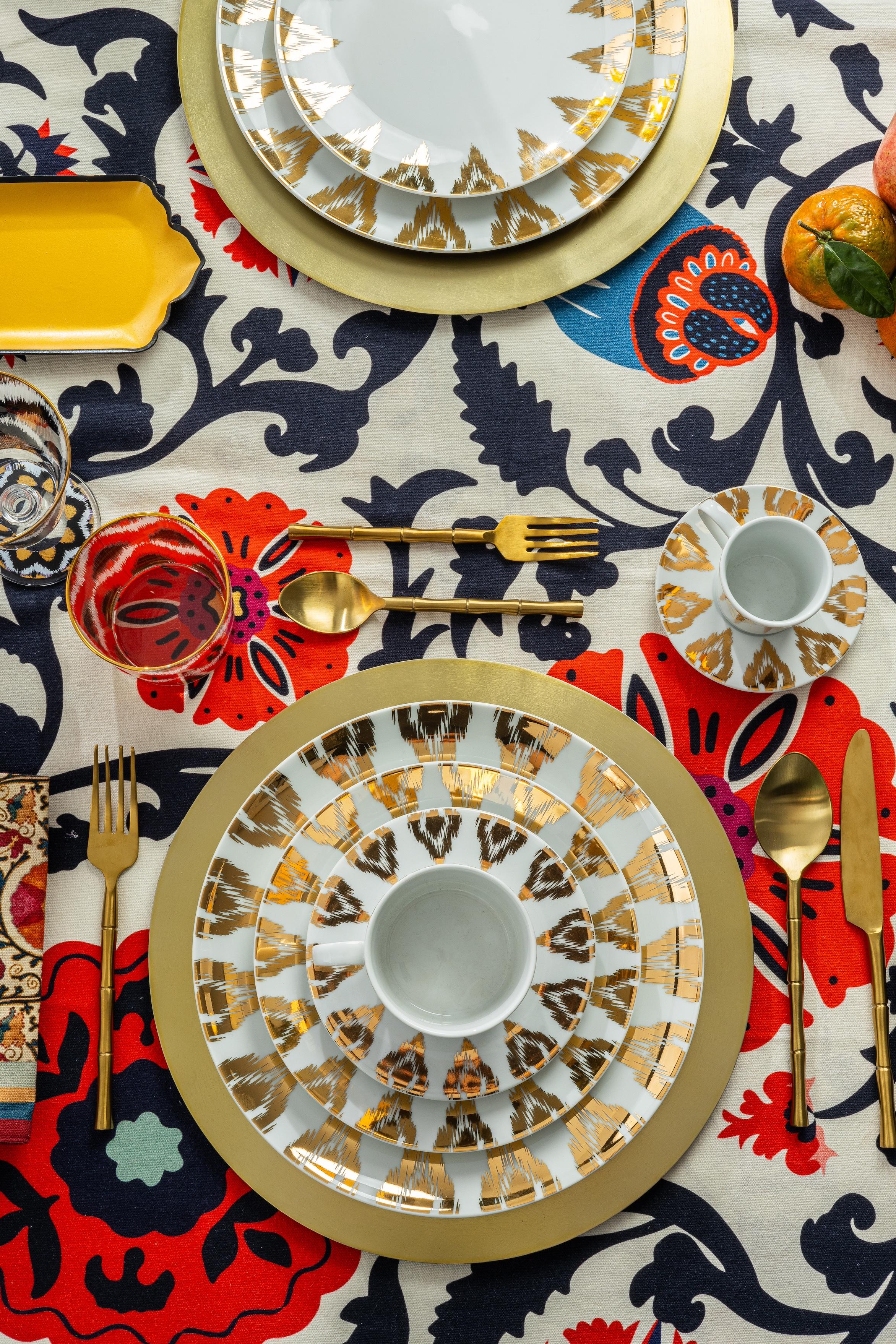 Art Deco Uzbek Gold Porcelaın Dinner Plate