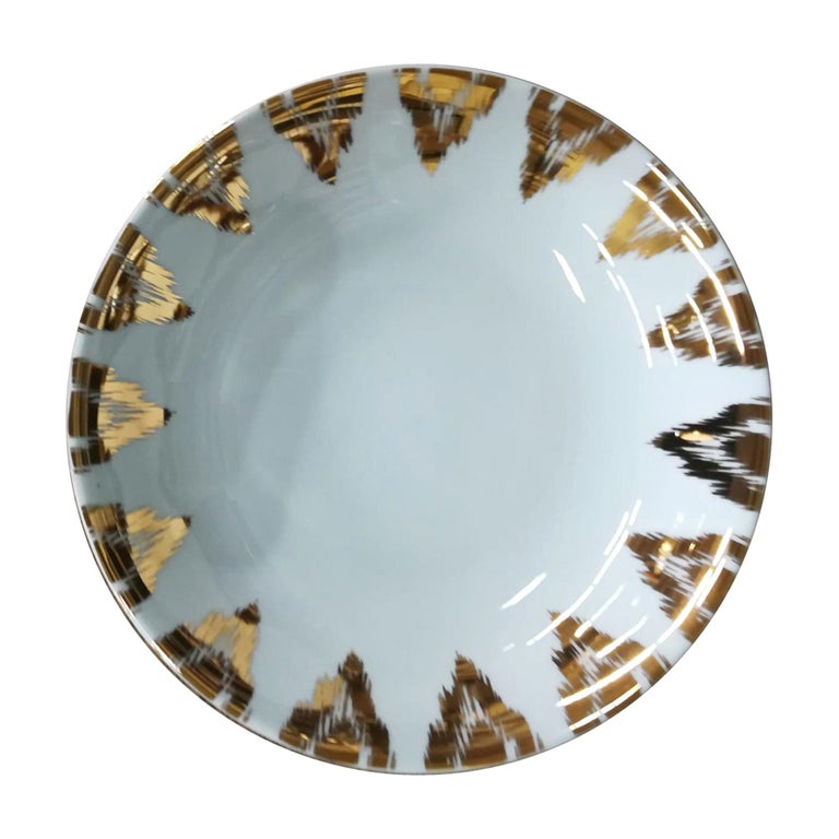 Uzbek Gold Porcelaın Dinner Plate For Sale