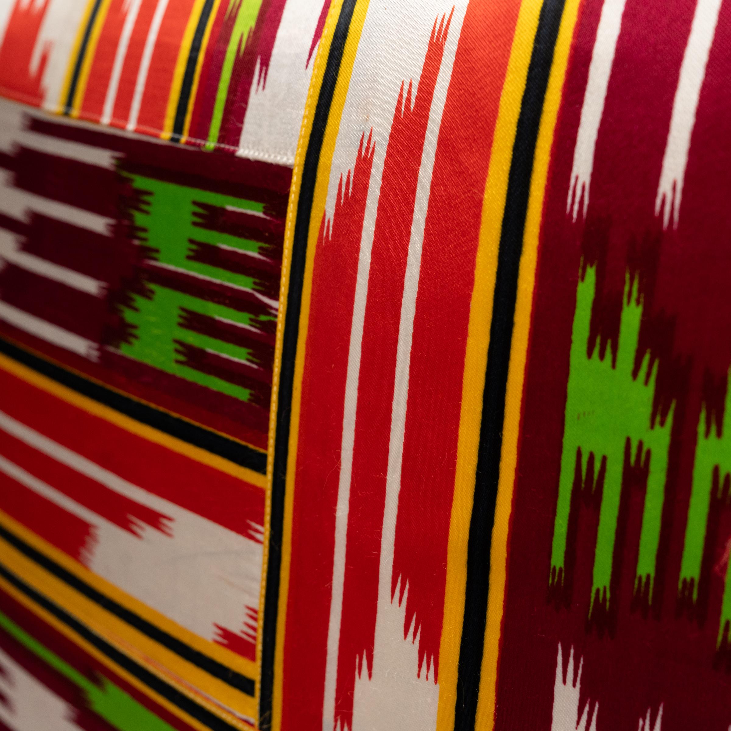 American Uzbek Ikat Silk Patchwork Pillow For Sale