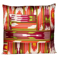 Uzbek Ikat Silk Patchwork Pillow