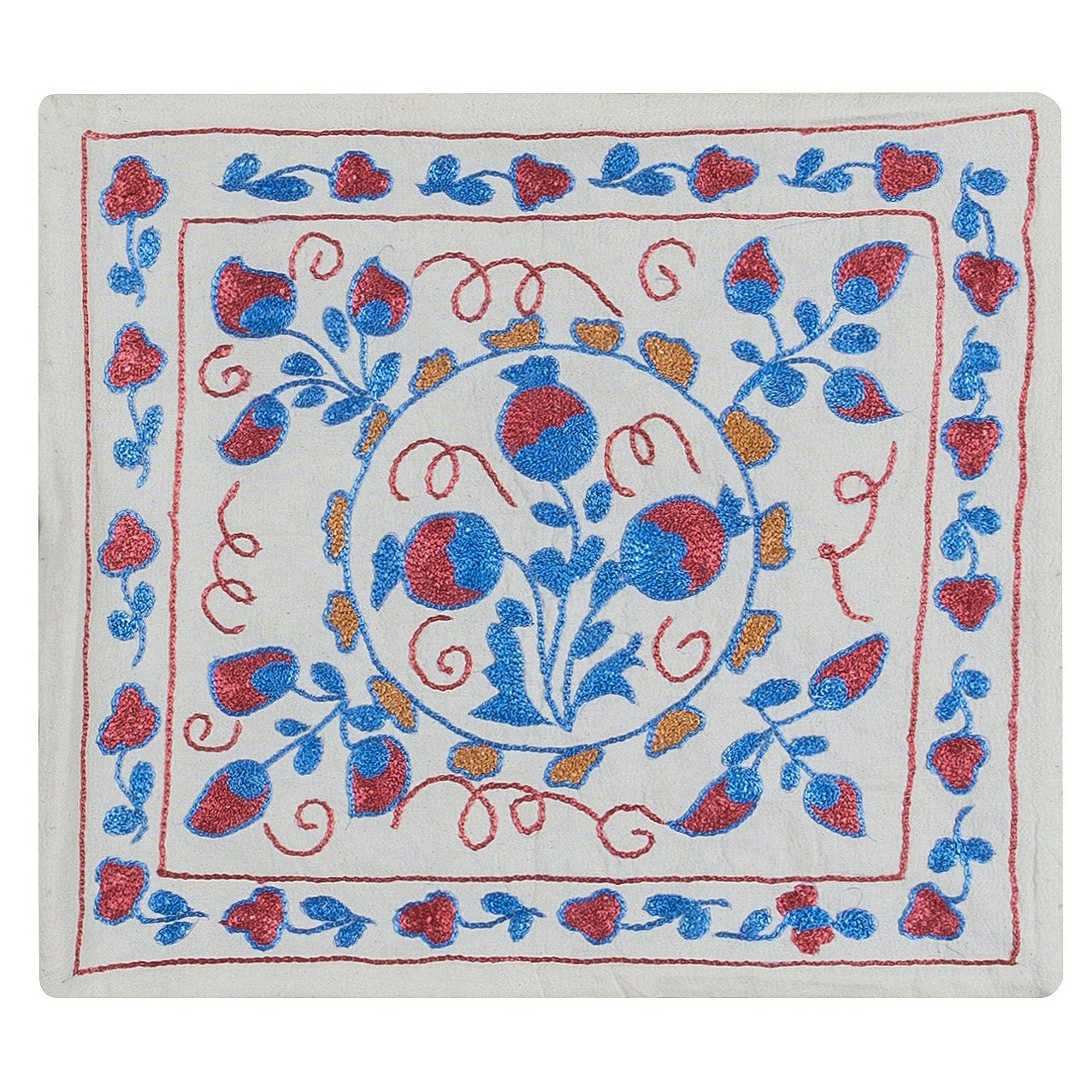 Copricuscino ricamato a mano Uzbek Suzani, copricuscino decorativo in seta