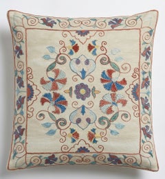 19"x21" Traditional Handmade Throw Pillow, Embroidered 100% Silk Cushion Cover