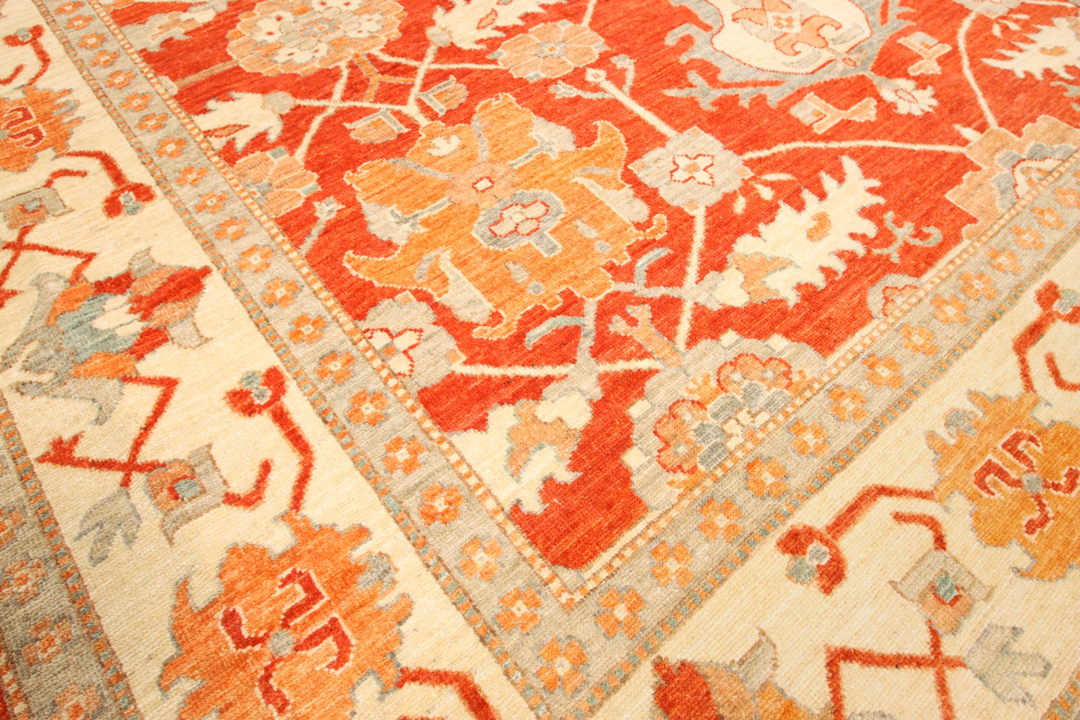 Schöne handgefertigte Teppiche von Turkoman Knüpfern in Afghanistan alle natürlichen Farben und handgesponnene Wolle.
Teppich im Ushak-Stil.
