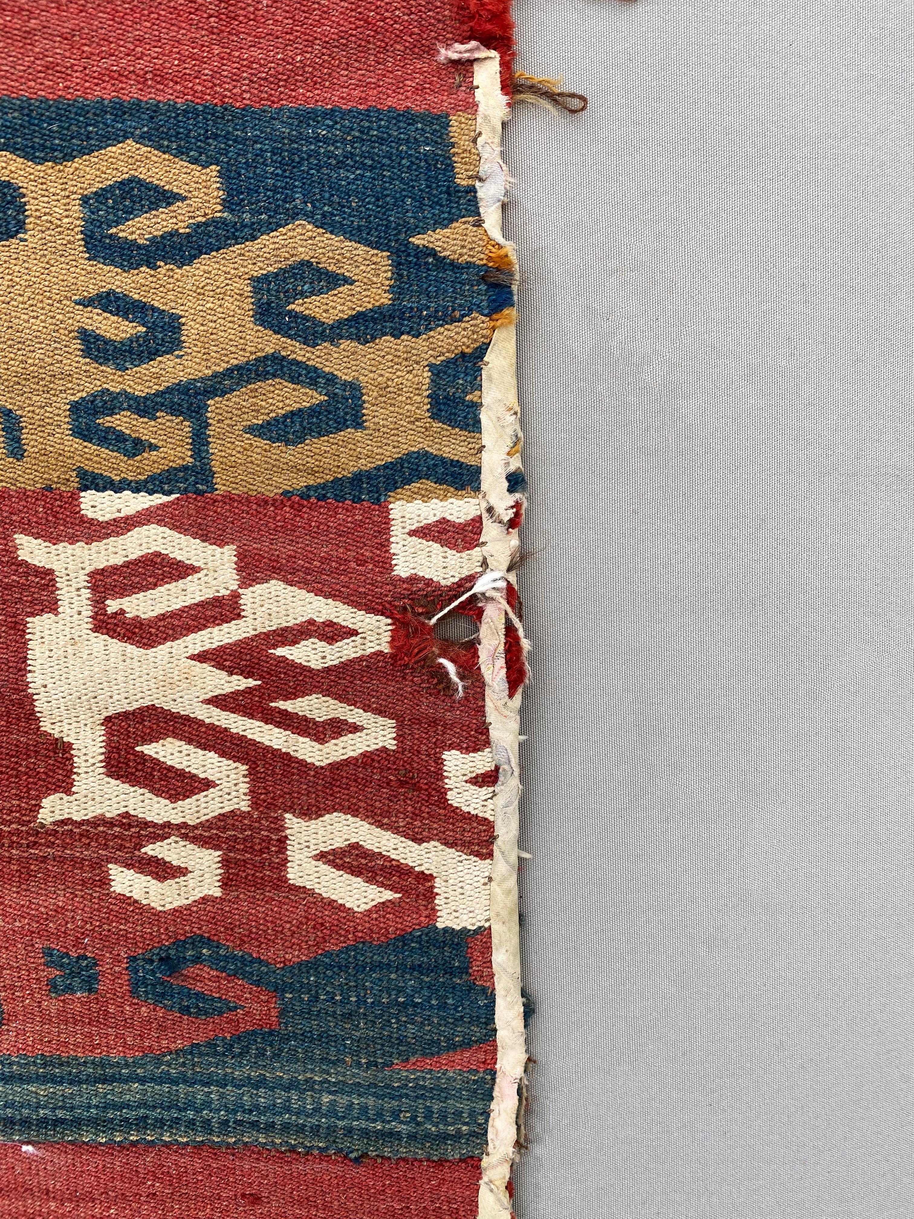 Uzbekistan Ghudjeri Tribal Kilim Rug from Wool, Room Size, Early 20th Century For Sale 1