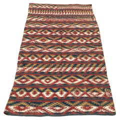 Antique Uzbekistan Ghudjeri Tribal Kilim Rug from Wool, Room Size, Early 20th Century