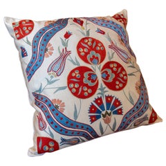 Uzbekistan Suzani Cushion Made of Silk and Cotton Fabric in Bright Colours Uzbekistan Suzani Cushion Made of Silk and Cotton Fabric in Bright Colours