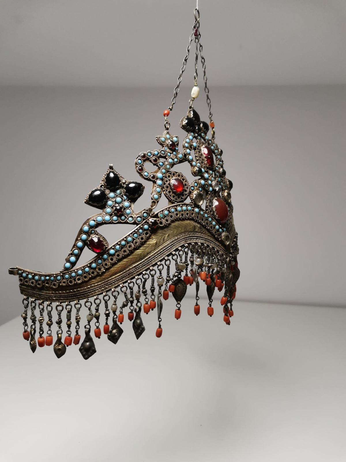 Modern Uzbekistan, Tajikistan: a Rare, Old ‘Bridal Crown’ 20th Century For Sale