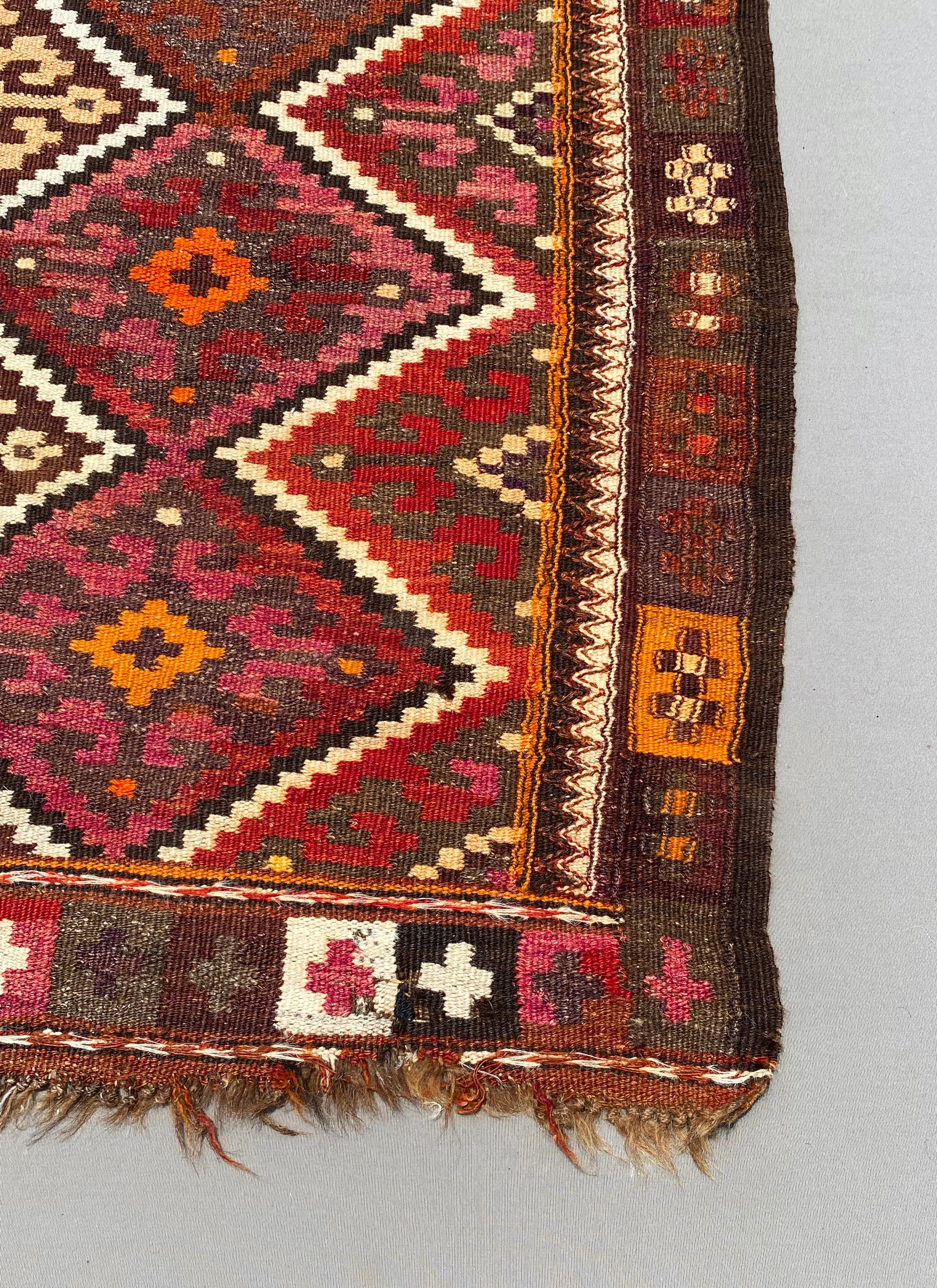 Uzbekistan Tartari Ranghi Kilim Rug from Wool, Early 20th Century For Sale 1