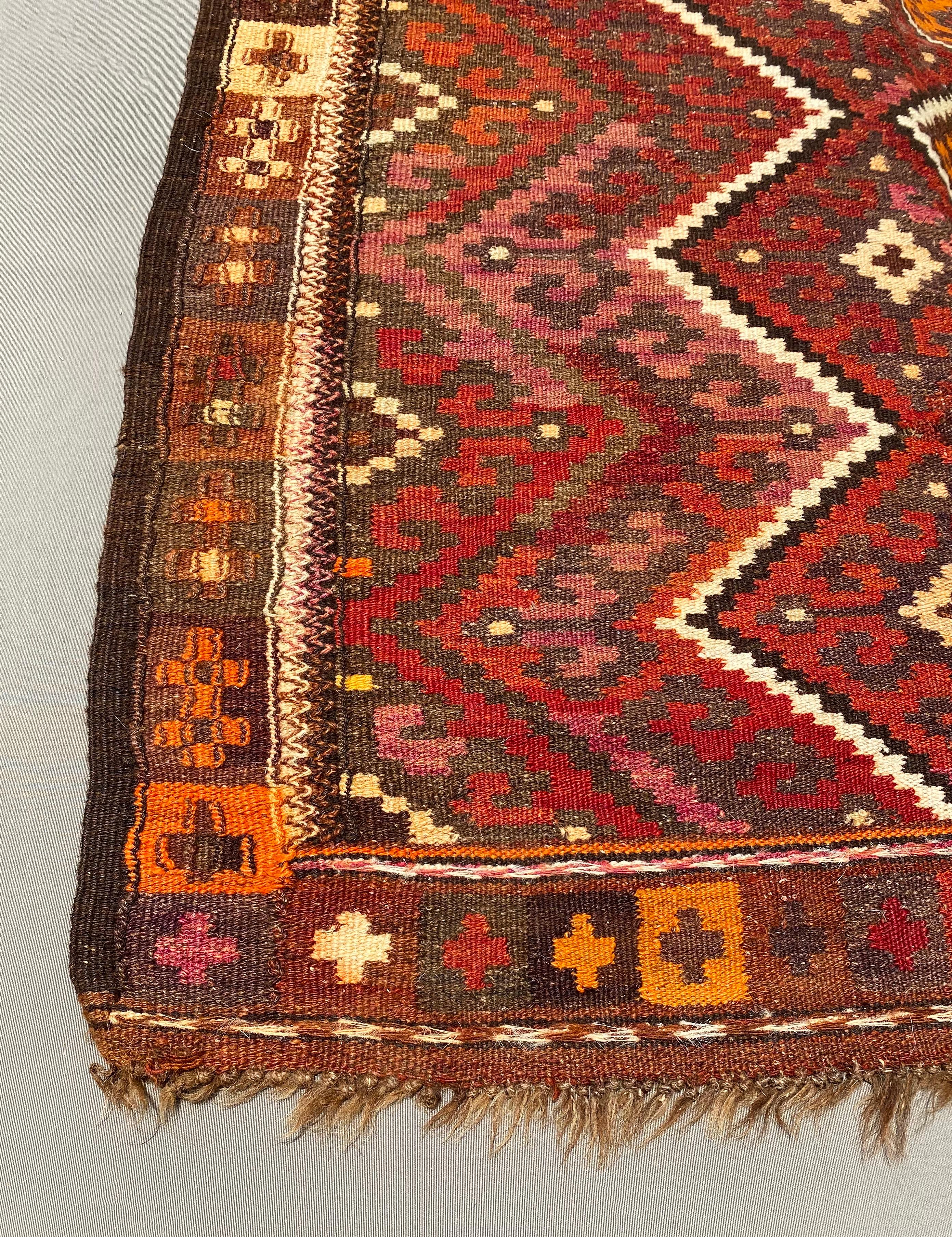 Uzbekistan Tartari Ranghi Kilim Rug from Wool, Early 20th Century For Sale 2
